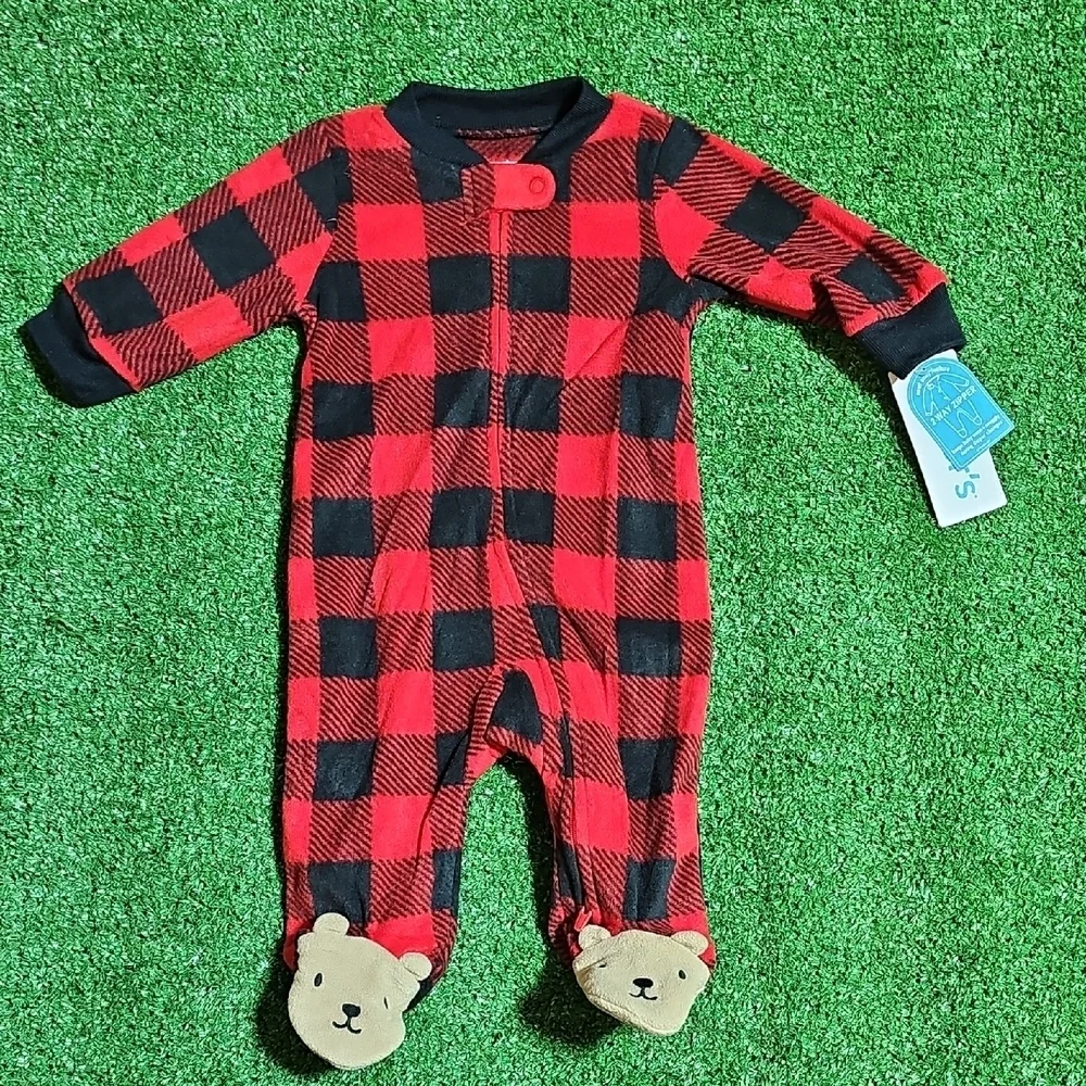 Carter's Red and Black Checkered Footie